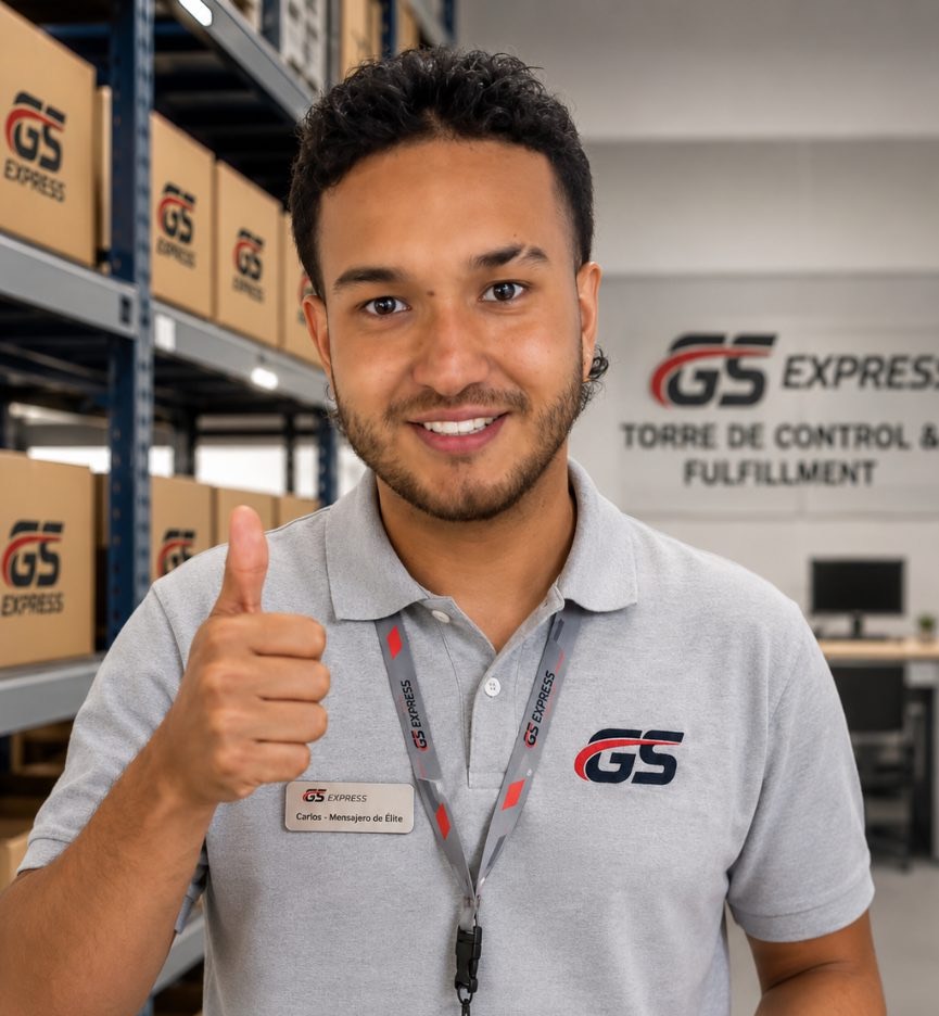 Mensajero de élite de GS Express en la torre de control y fulfillment